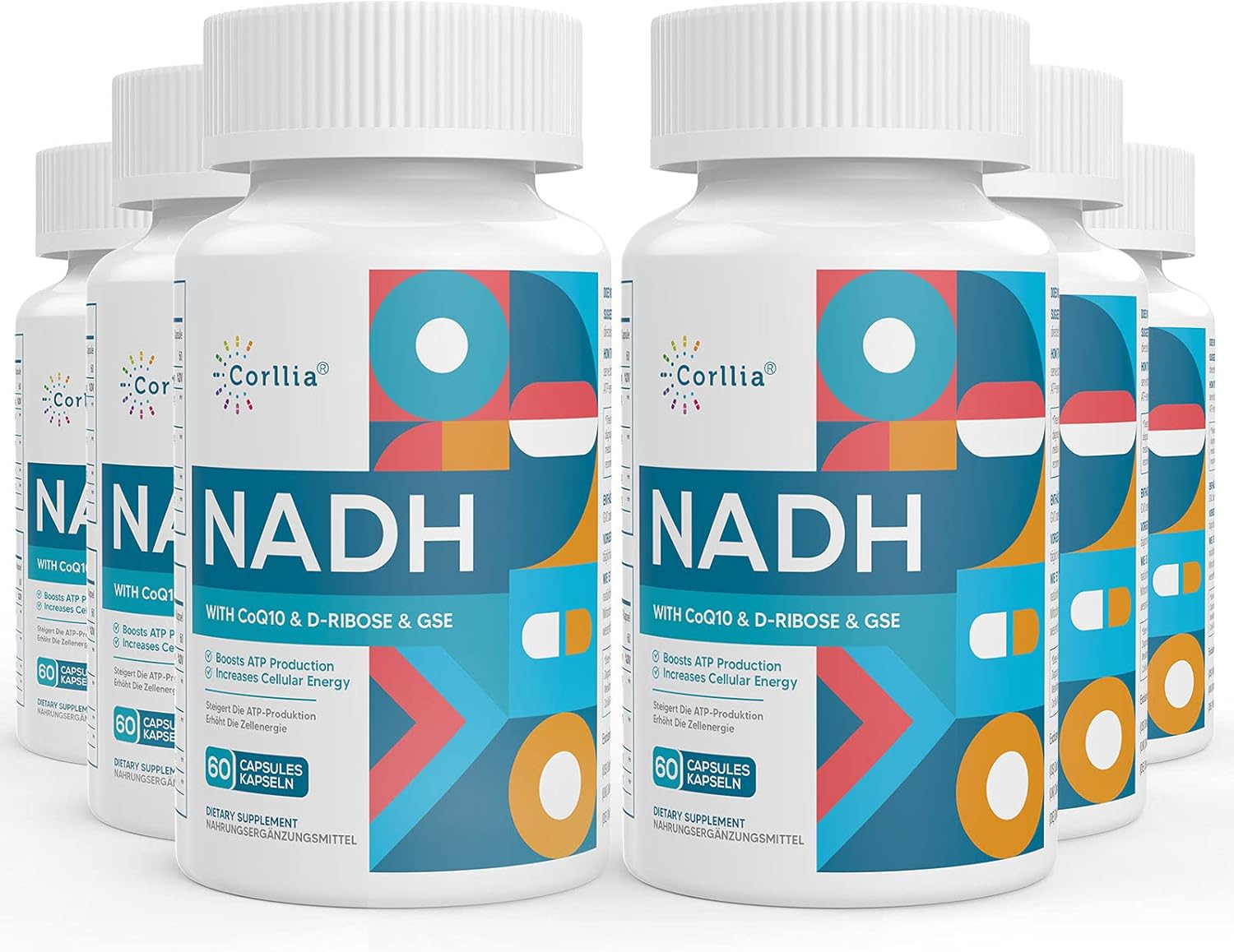 NADH 50mg + CoQ10 200mg + D-Ribose 150mg Supplement, Enhance NAD+ Supplement for Energy, Fatigue, Reduced Nicotinamide Adenine Dinucleotide, 360 Veggie Capsules